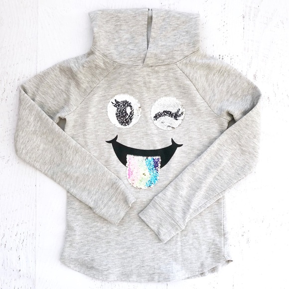 Smiley Face Flip Sequin Pullover | Smiley Face Flip Sequin Pullover |